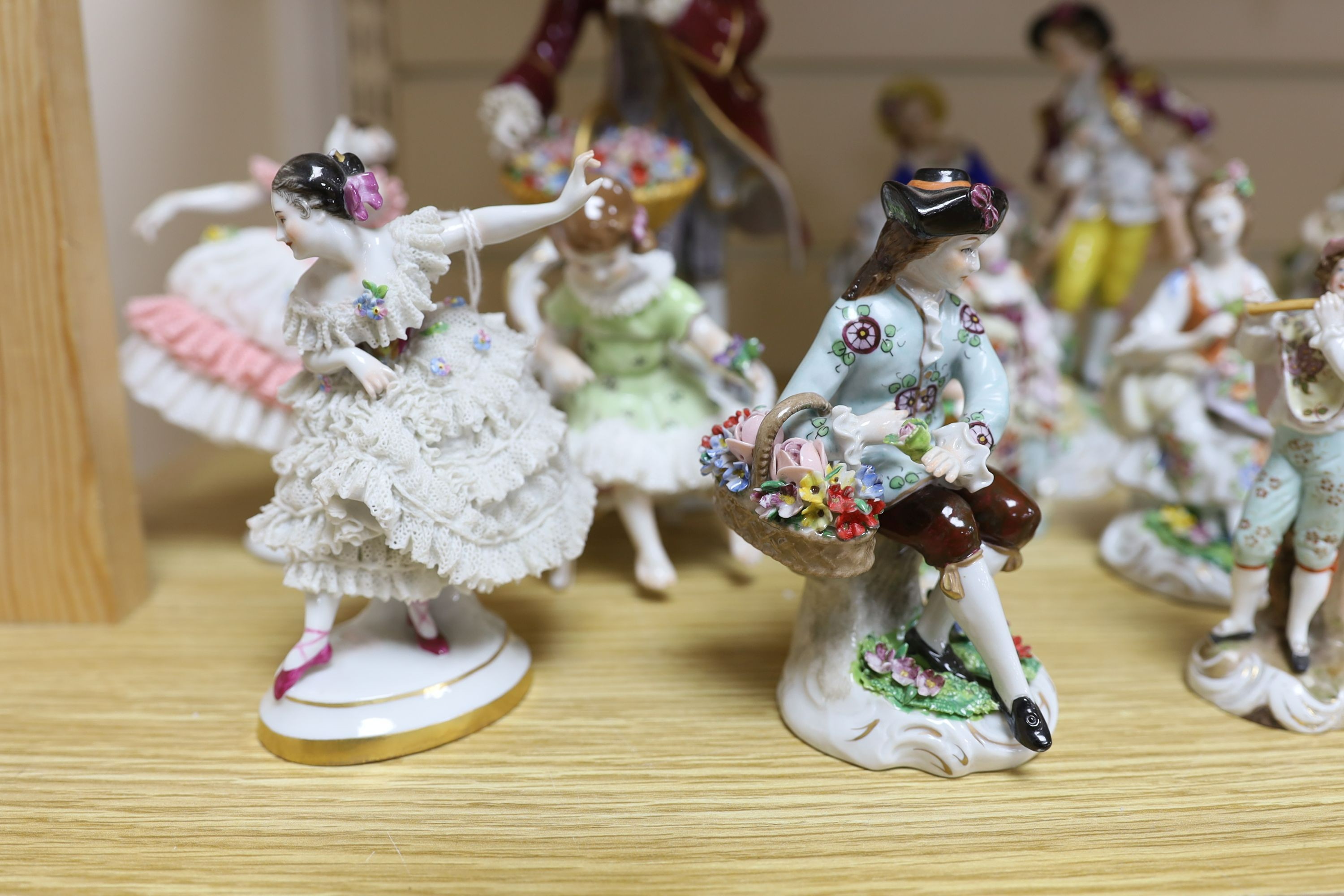 A group of Continental porcelain figurines